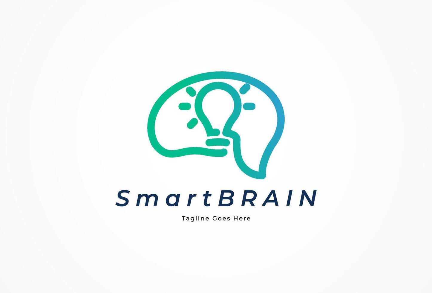 Smart Brain Logo, brain with light bulb icon combination, brain design logo template, illustration vector