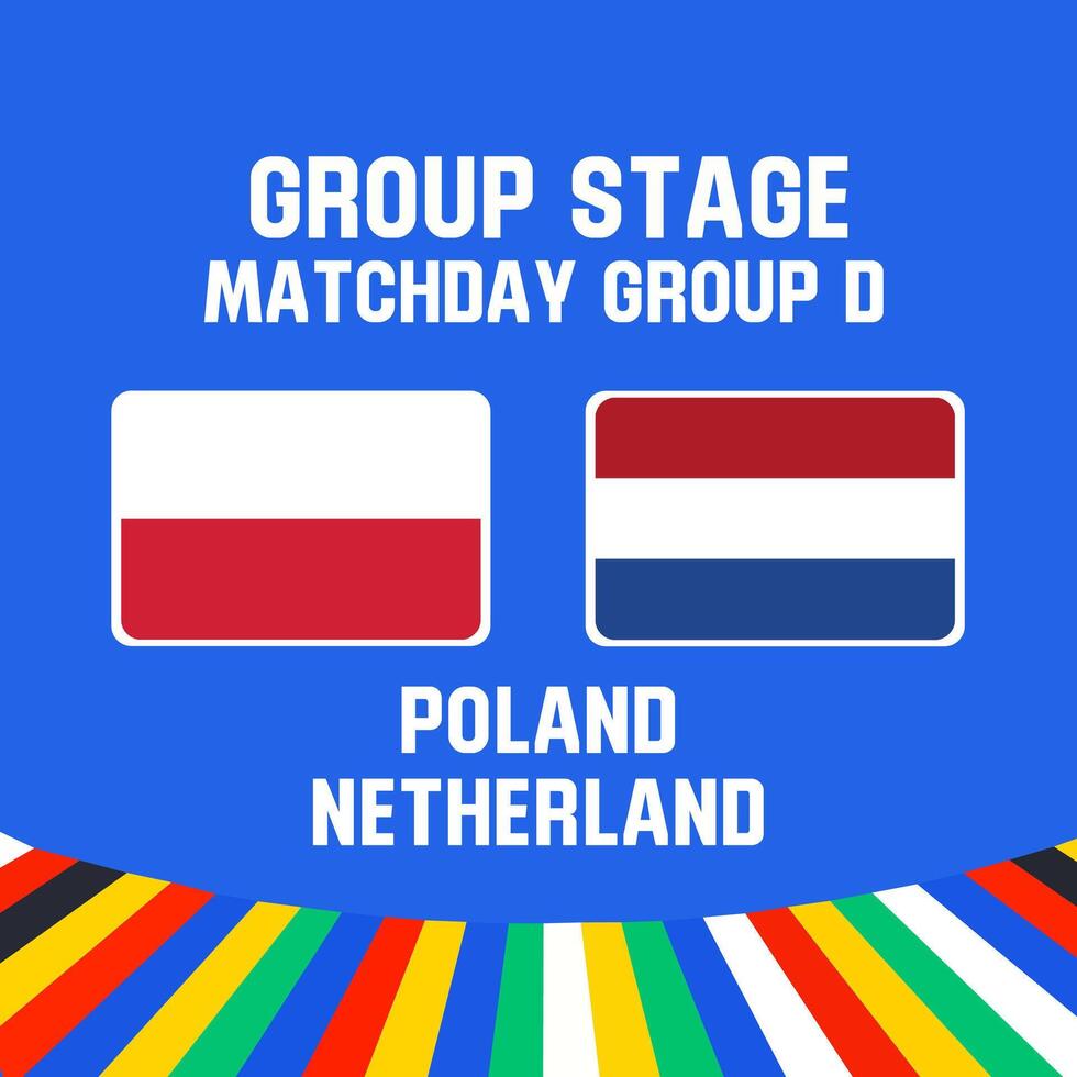 Poland vs Netherland football 2024 match versus. vector