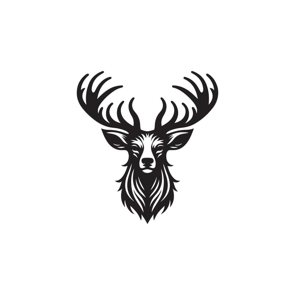 deer head silhouette on white background vector