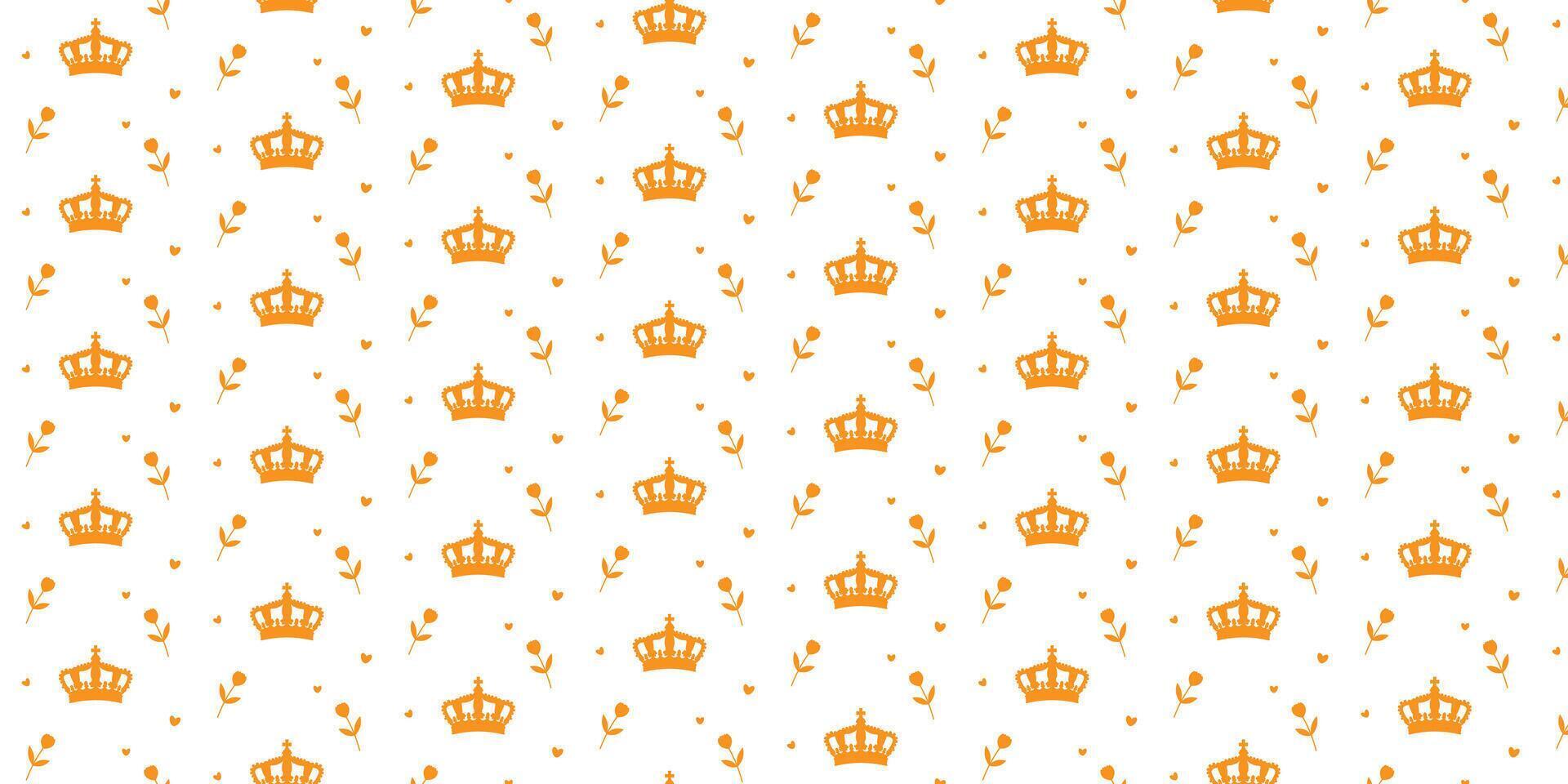 Crowns and tulips pattern. Koningsdag seamless pattern. Koningsdag or Kings Day Concept in the Netherlands vector