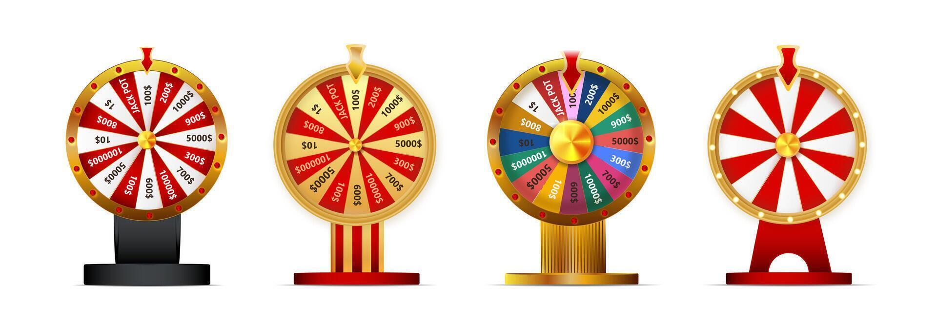 Fortune wheel set illustration for gambling background and lottery win concept. Wheel fortune for game and win jackpot. vector