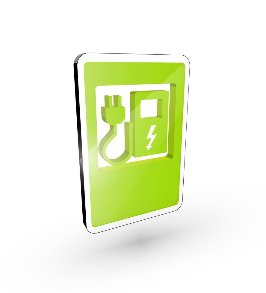 Charging a modern electric car logo, on the street, which is the future. The illustration. flat design vector