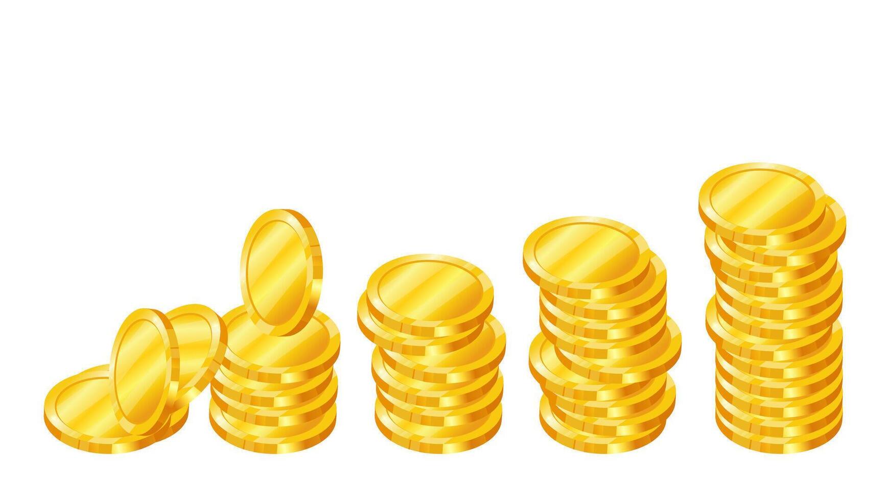Gold coins in 3d style realistic illustration. Banner design for bank and financial sector. vector