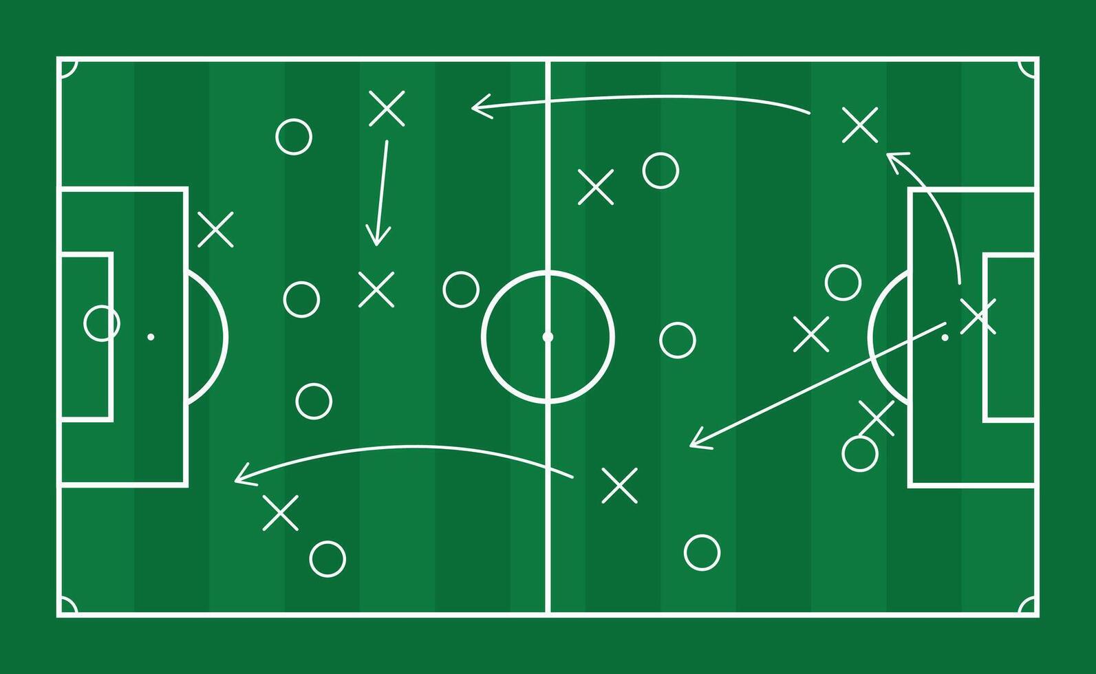 Football scheme for play soccer, tactic and strategy for team. Soccer sport strategy, tactic of team, of coach board with plan, scheme training with arrow and goal formation, illustration vector
