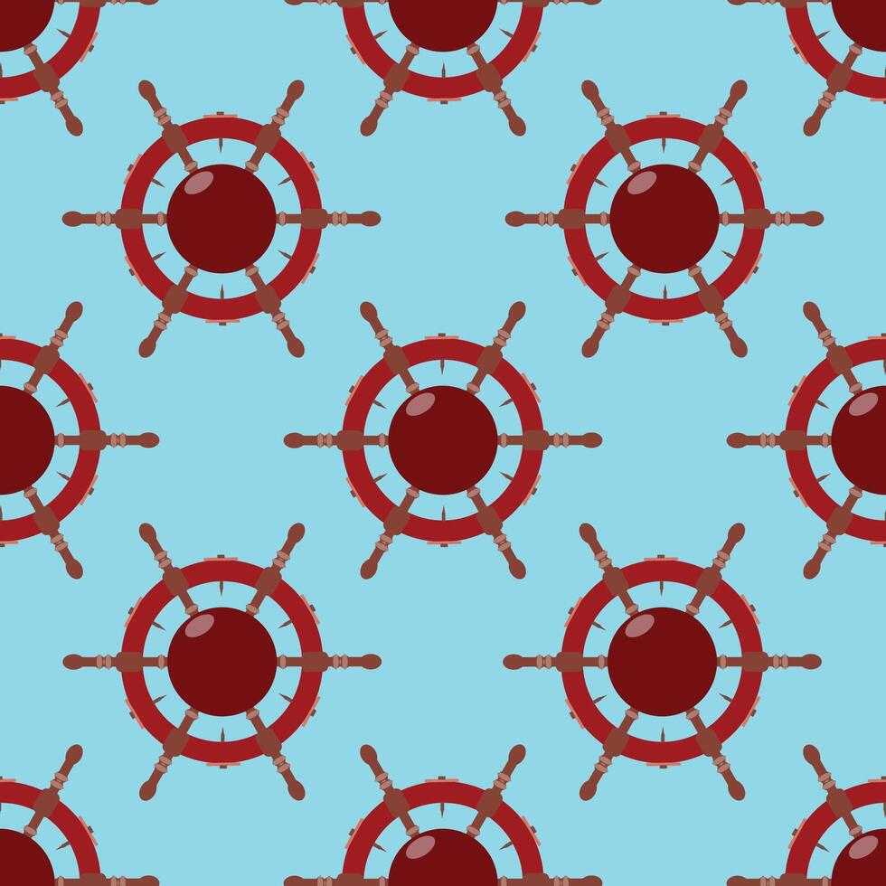 Marine Ship Steering Wheel Seamless Pattern vector