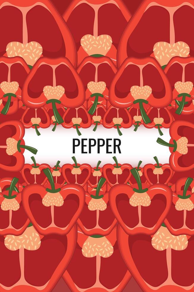 Cute cartoon red pepper frame. Vegetable pepper border vector