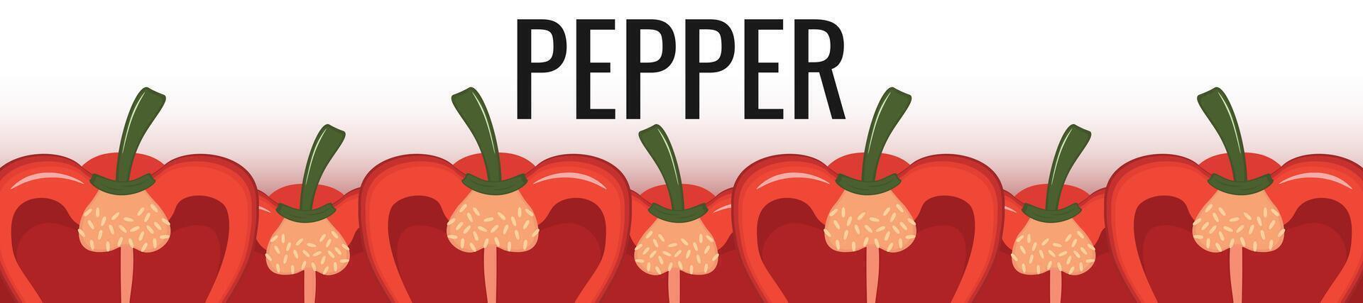Cute cartoon red pepper frame. Vegetable pepper border vector