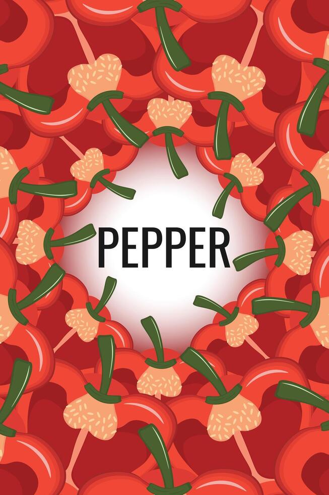Cute cartoon red pepper frame. Vegetable pepper border vector