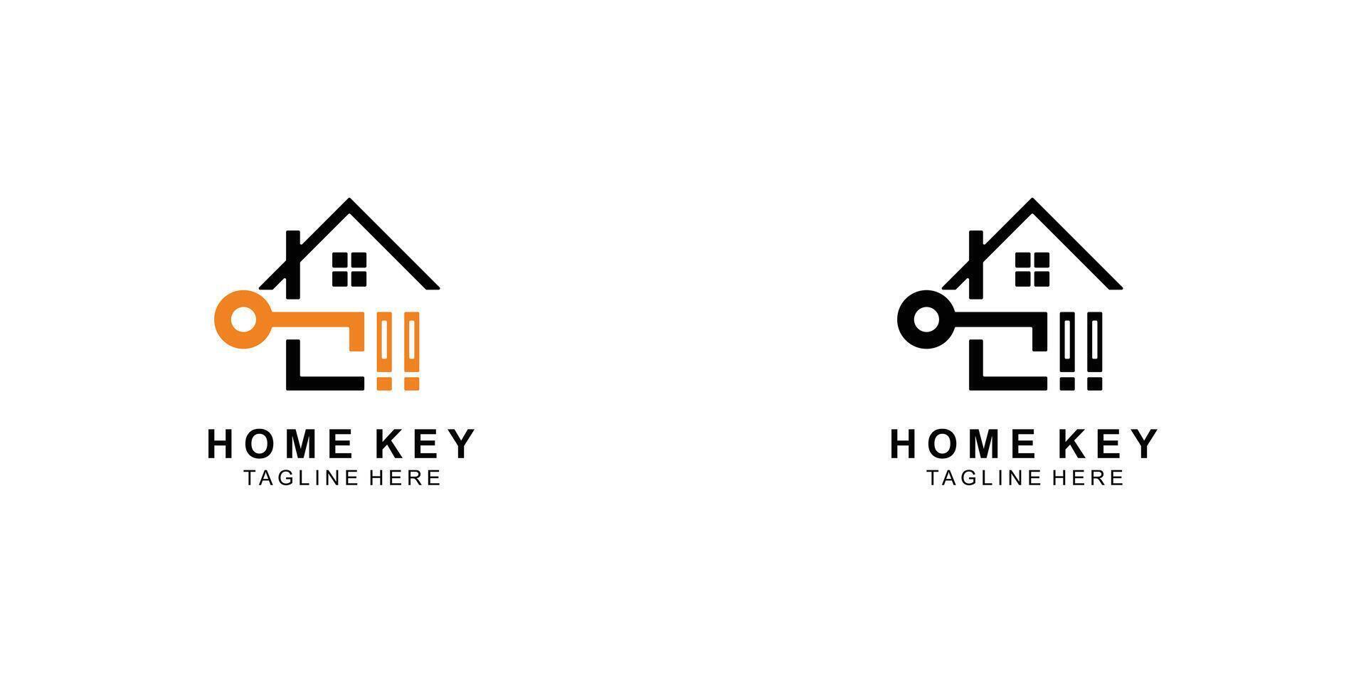 Simple home and key logo design with modern style , premium vector