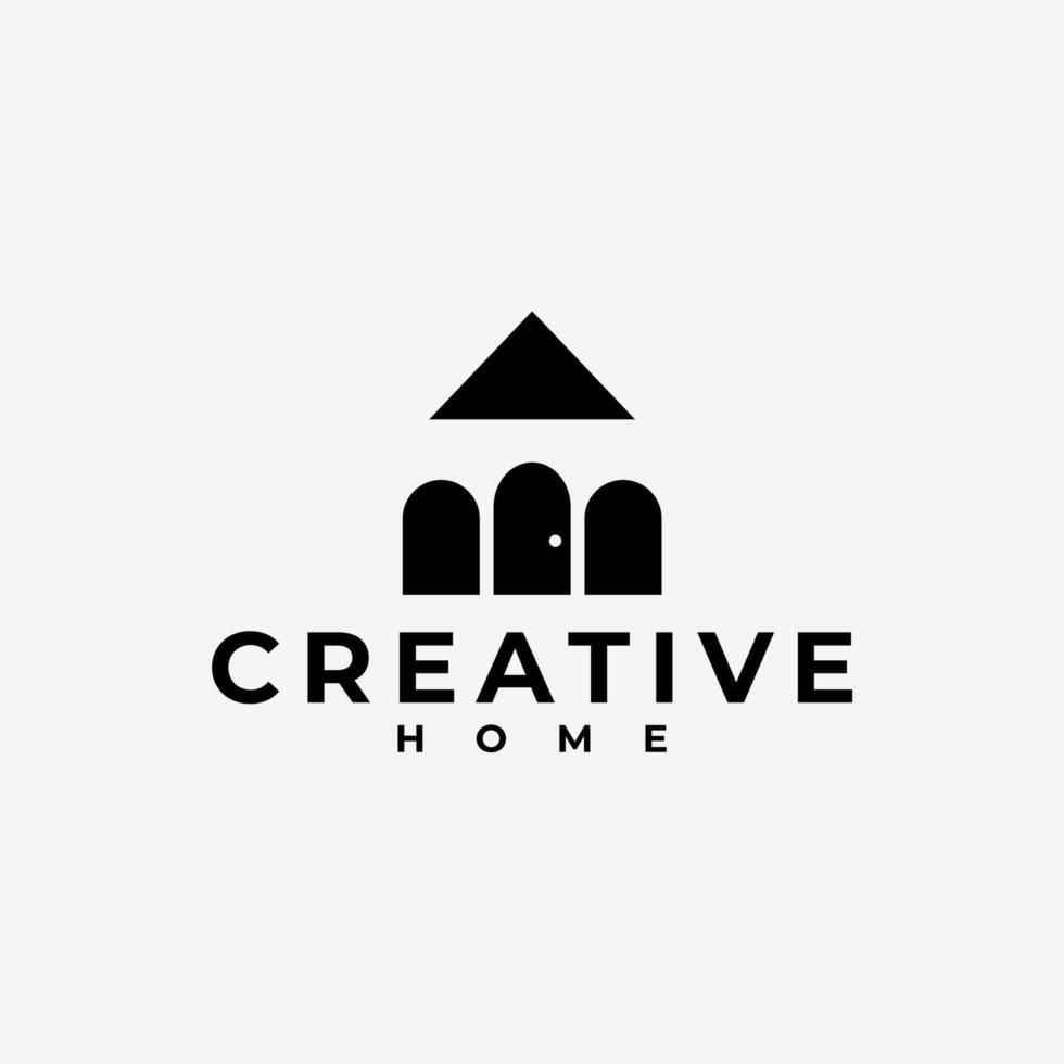 CREATIVE HOME PENCIL PEN HOUSE LOGO ICON ILLUSTRATION vector