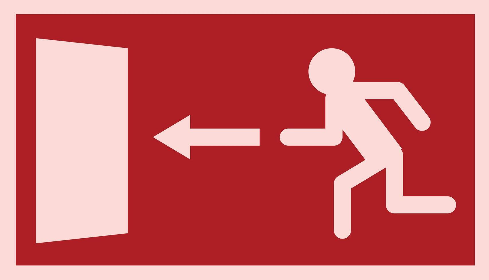 Emergency fire exit Red sign directions. Man running out fire exit vector