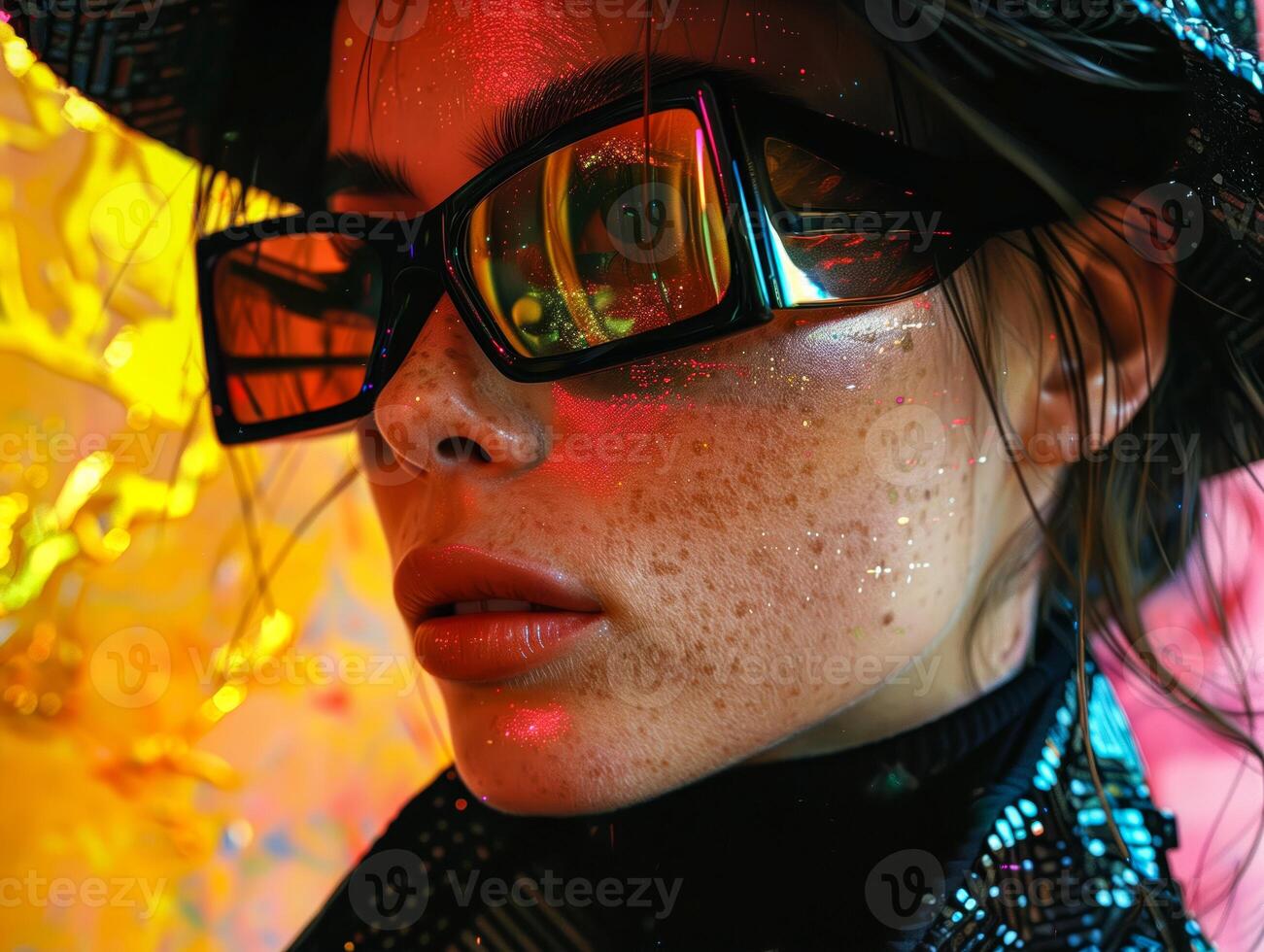 Fashionable model girl with glasses photo