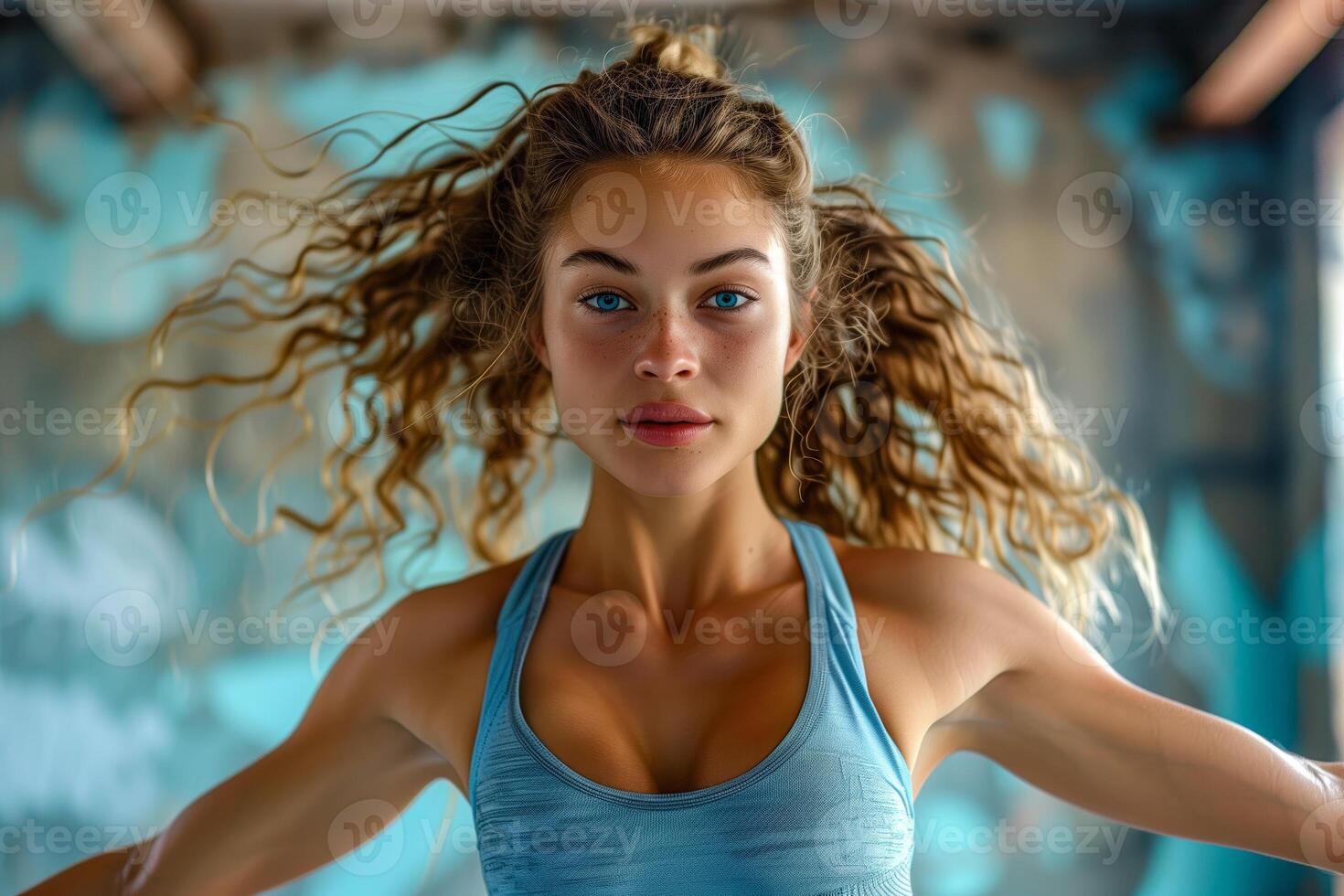 Athletic young woman dancing photo