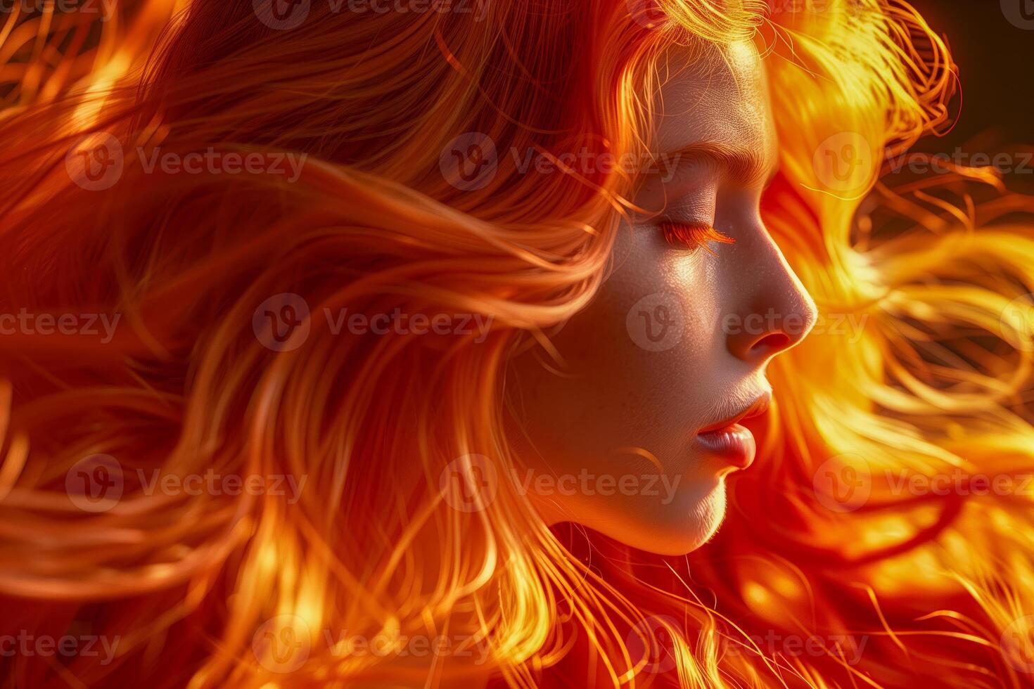 Orange reflective hair texture photo