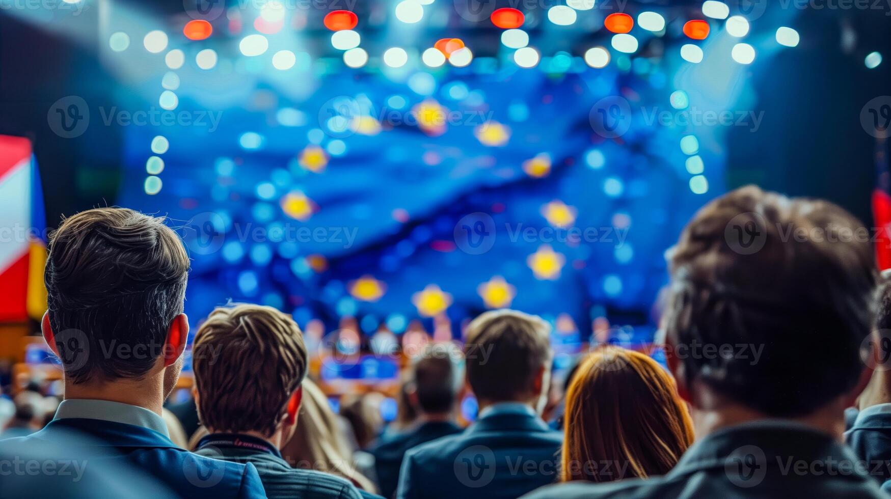 Scene with EU flag, election campaign photo