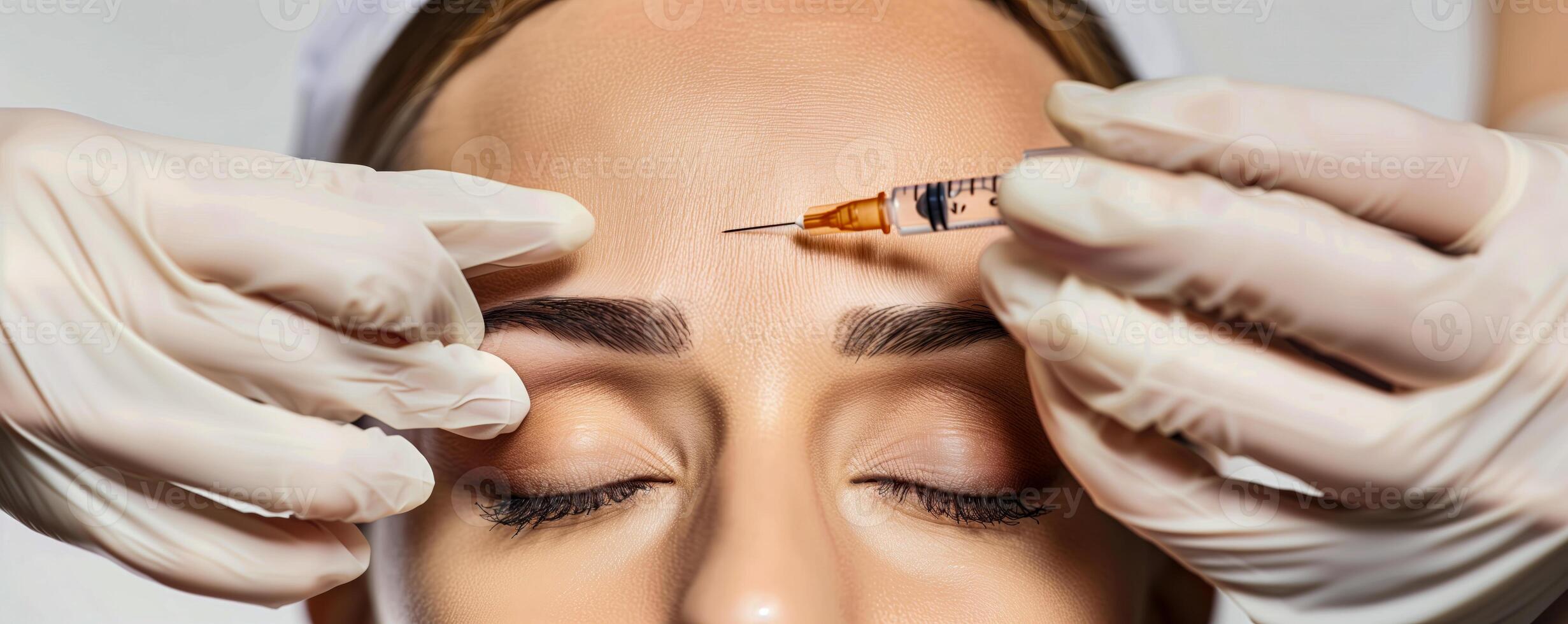 Woman receiving botox injection from doctor photo