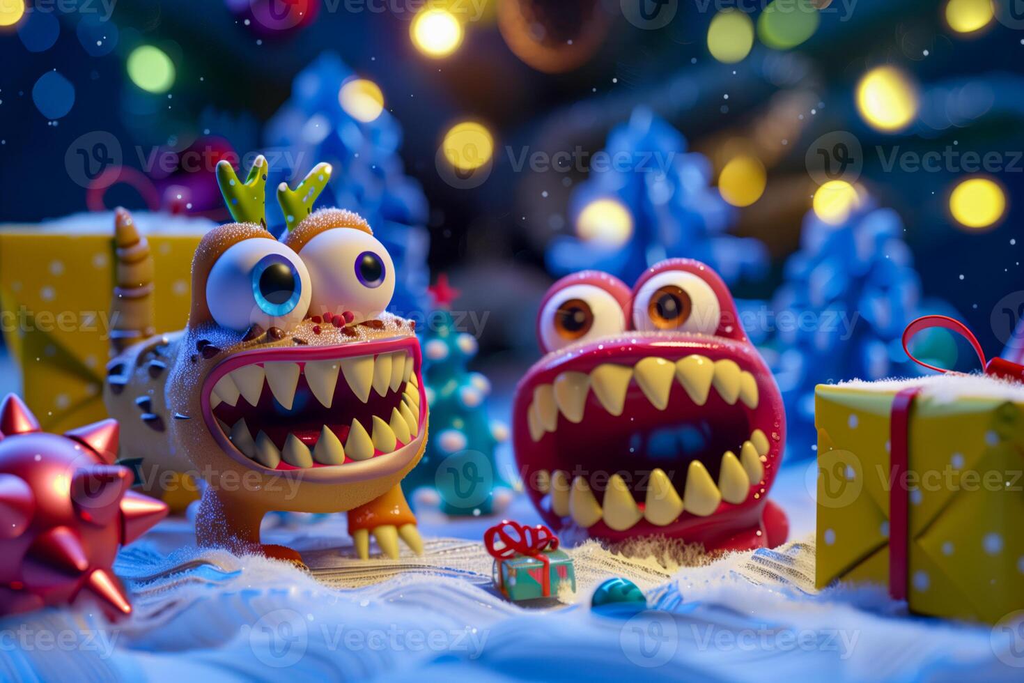 Two toy monsters on table photo
