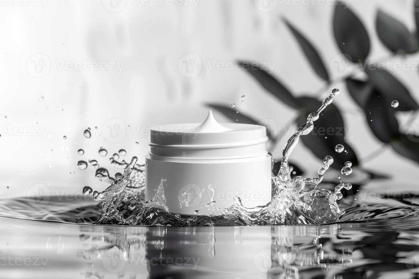 A container of cream with a splashing photo
