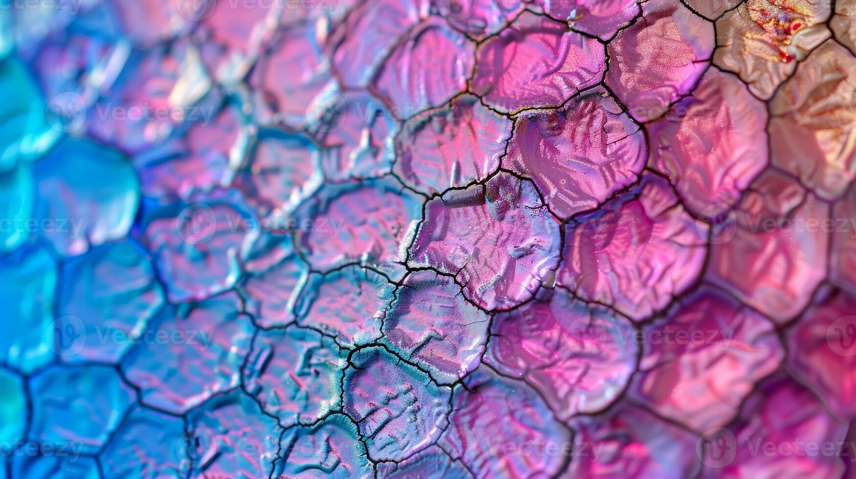 Colorful Honeycomb Texture with Iridescent Hexagonal Patterns photo