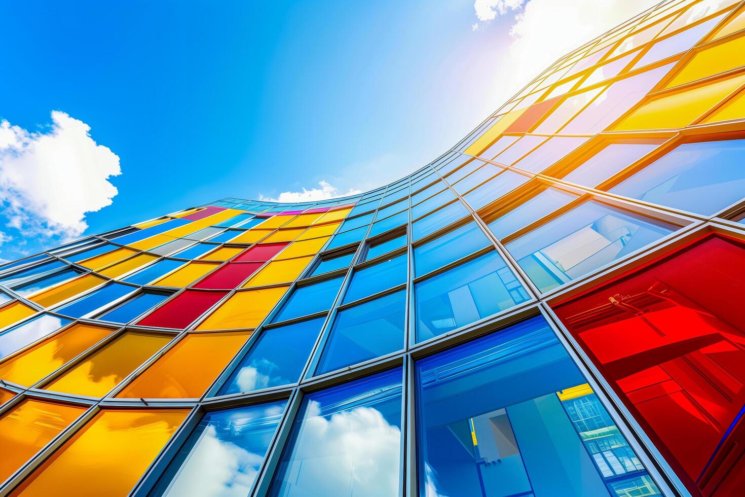 Close-up of a building with numerous windows against the sky photo