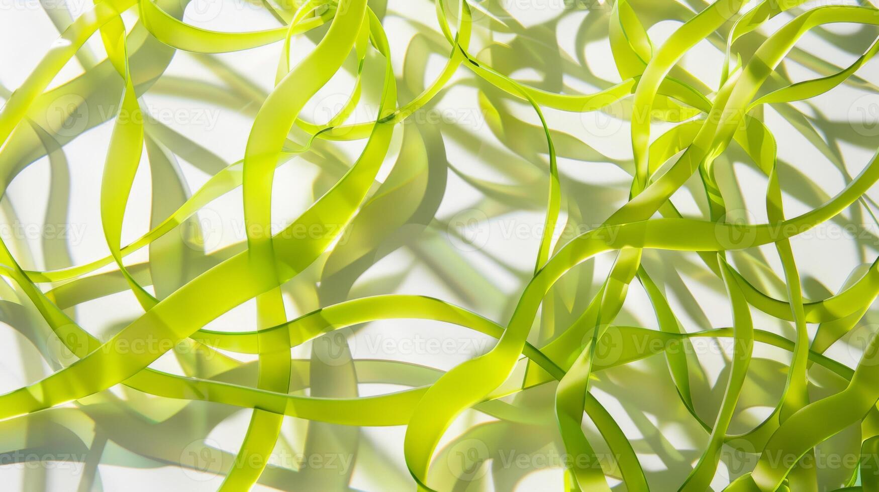 Abstract Green Ribbon Pattern Background with Dynamic Flowing Shapes and Organic Light Play photo