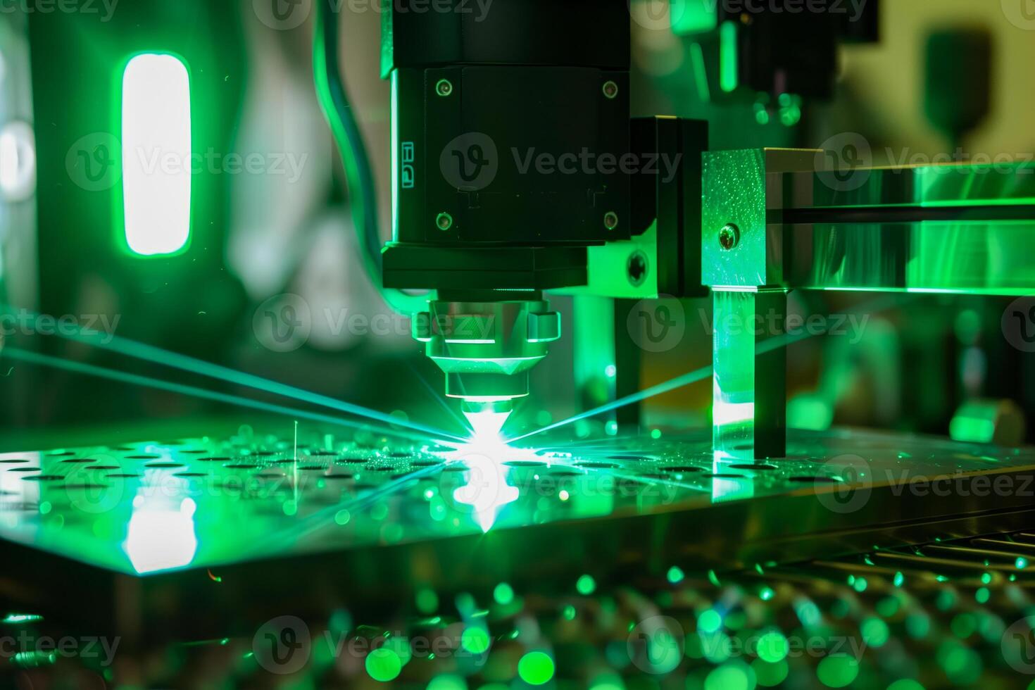 A close up of a machine with a green laser light on it photo
