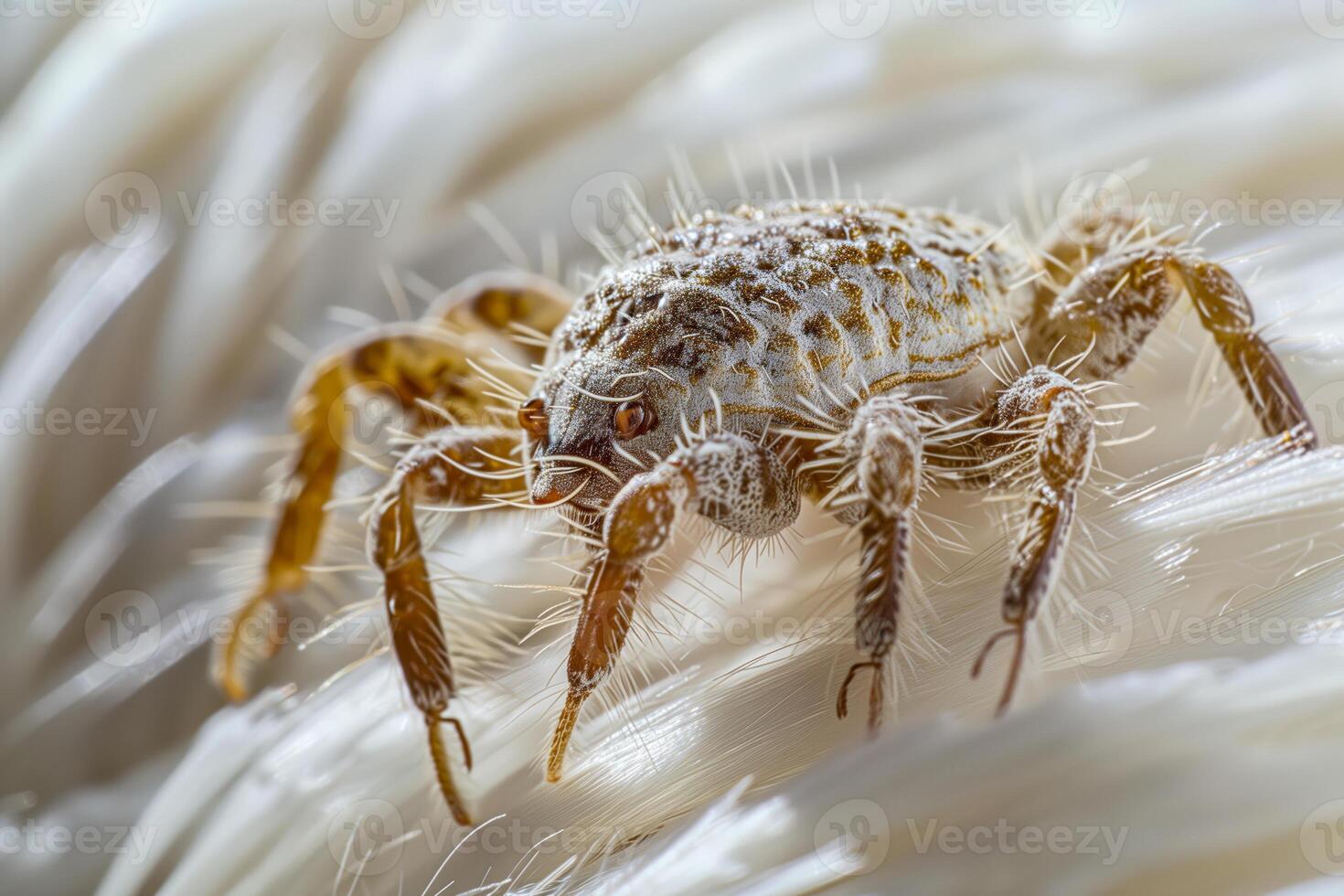 Mite on a pale feather photo