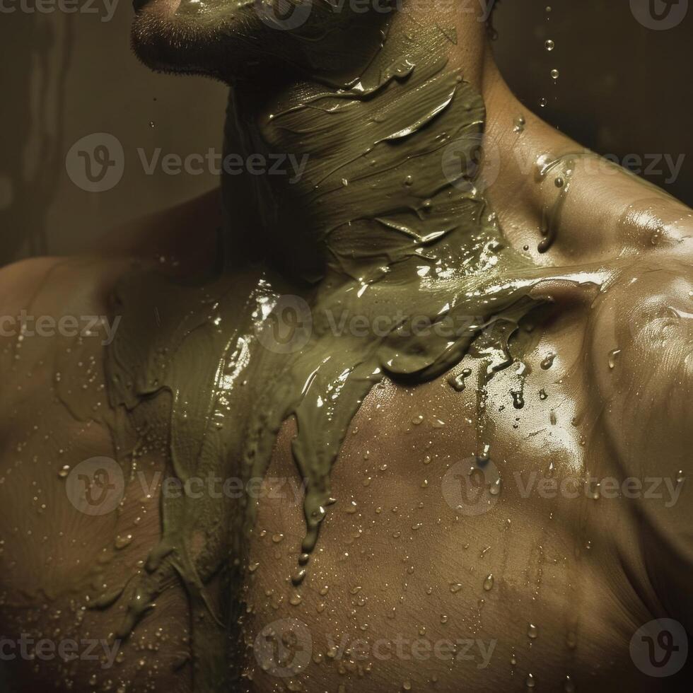 Man Covered in Wet Clay Texture photo