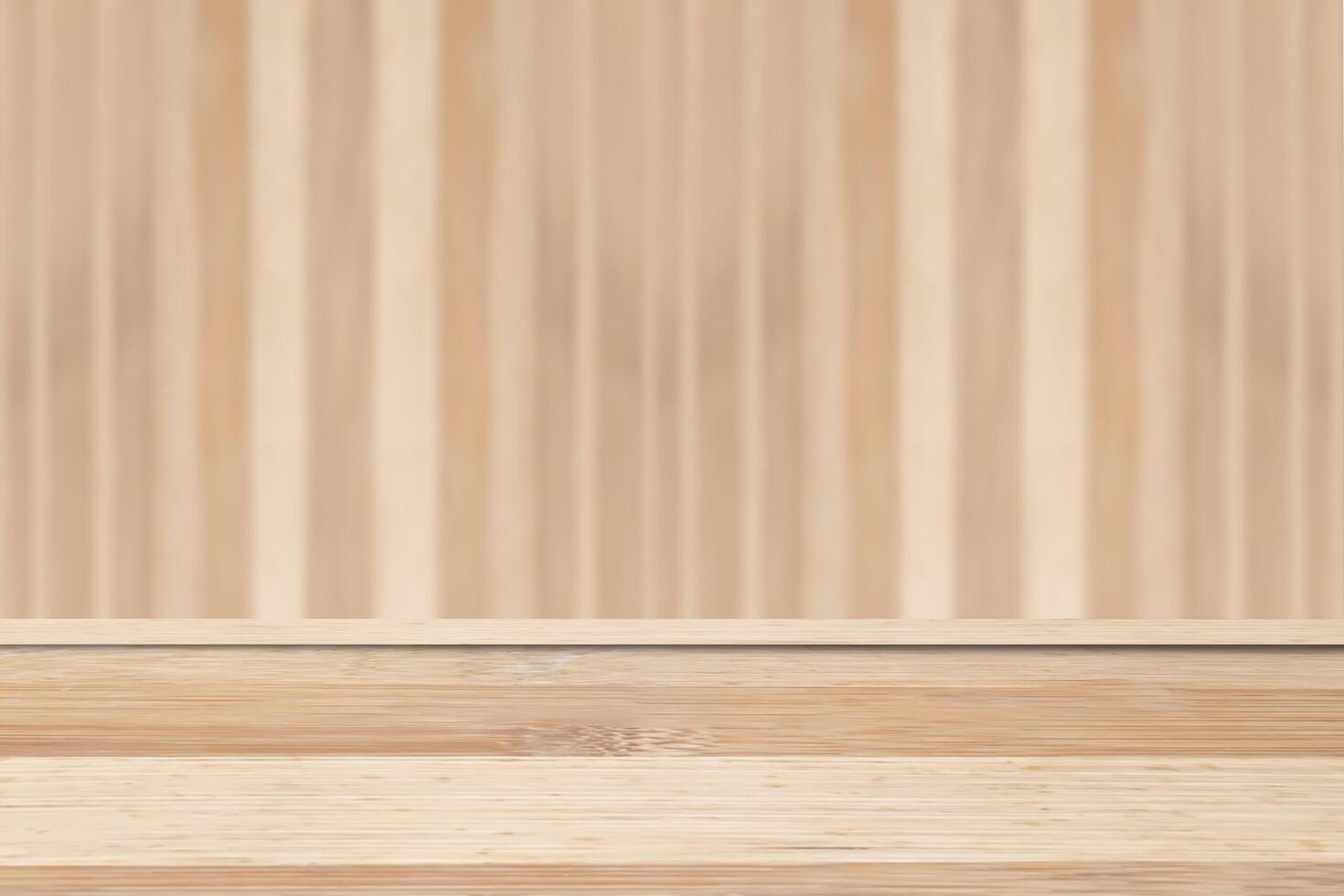 Empty wooden table over blurred wooden wall background. For product display photo