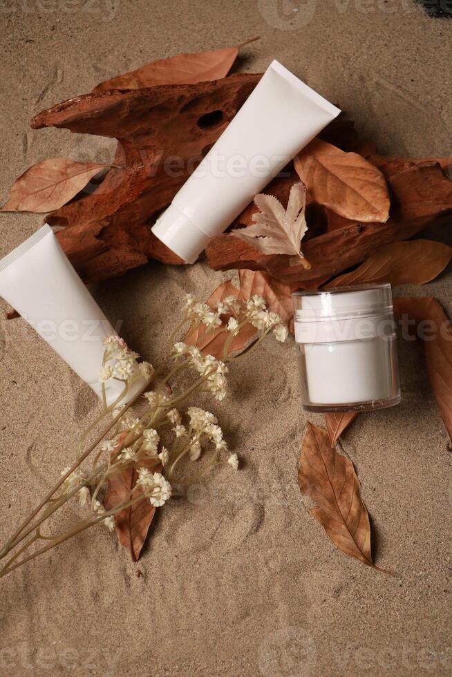 Cosmetic branding with elegant natural scene photo