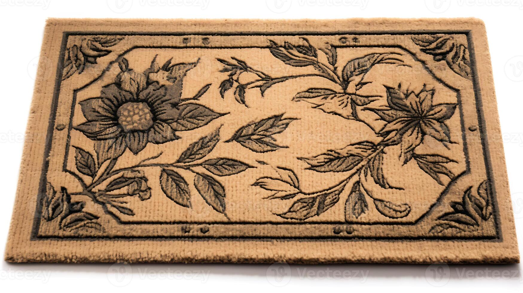 Close-up of brown doormat on white background photo