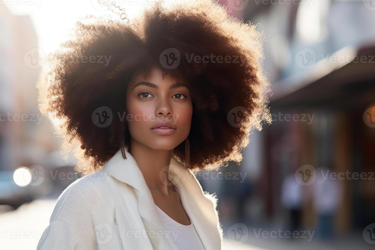 Confident, Attractive Young Black Woman Enjoying Nature, Exuding Cool and Stylish Vibes photo