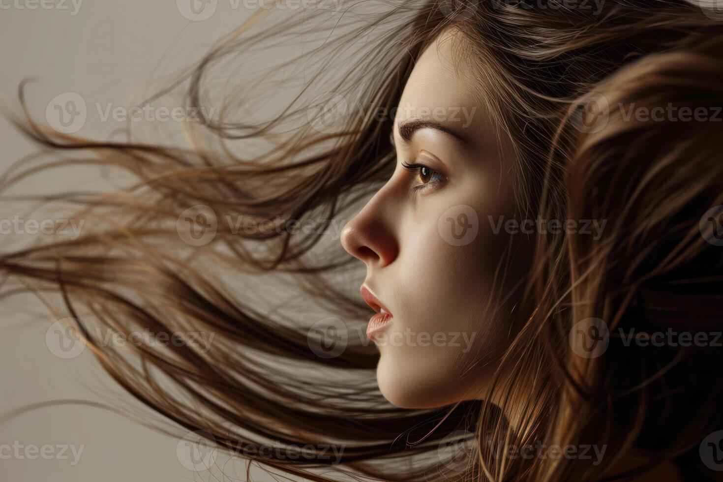 Radiant Beauty. A Captivating Portrait of a Young Caucasian Woman with Long, Attractive photo