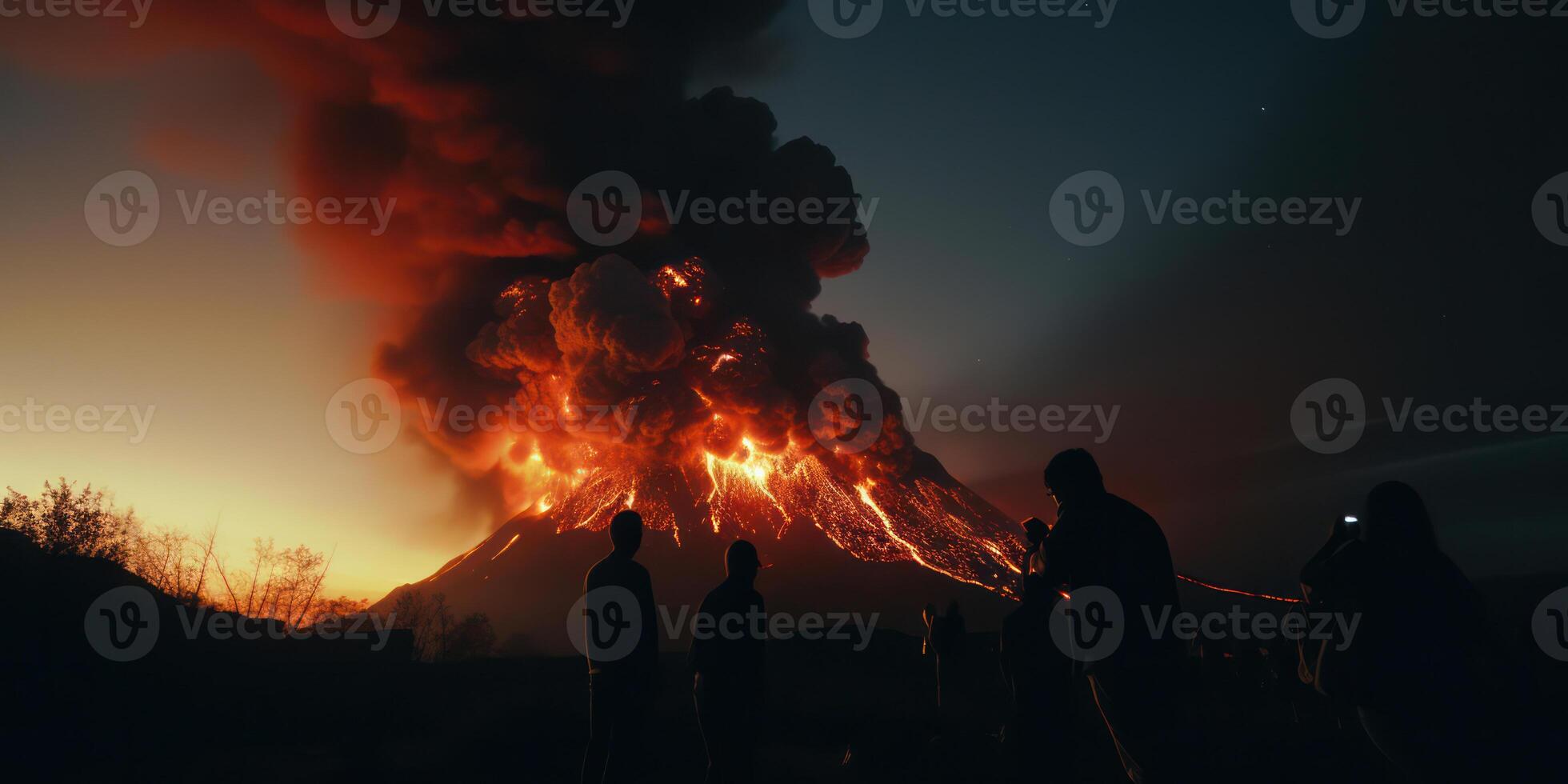 Blazing Inferno. A Red Hot Night of Nature's Wrath, the Fiery Dance of Flames and Smoke photo