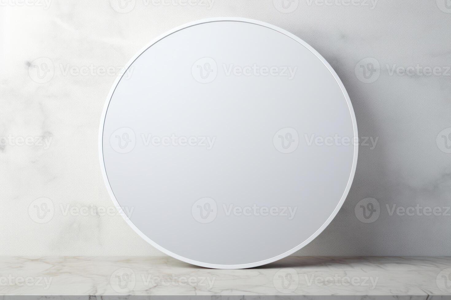 Blank Round Design. Empty Template with White Circle on Modern Background Space photo