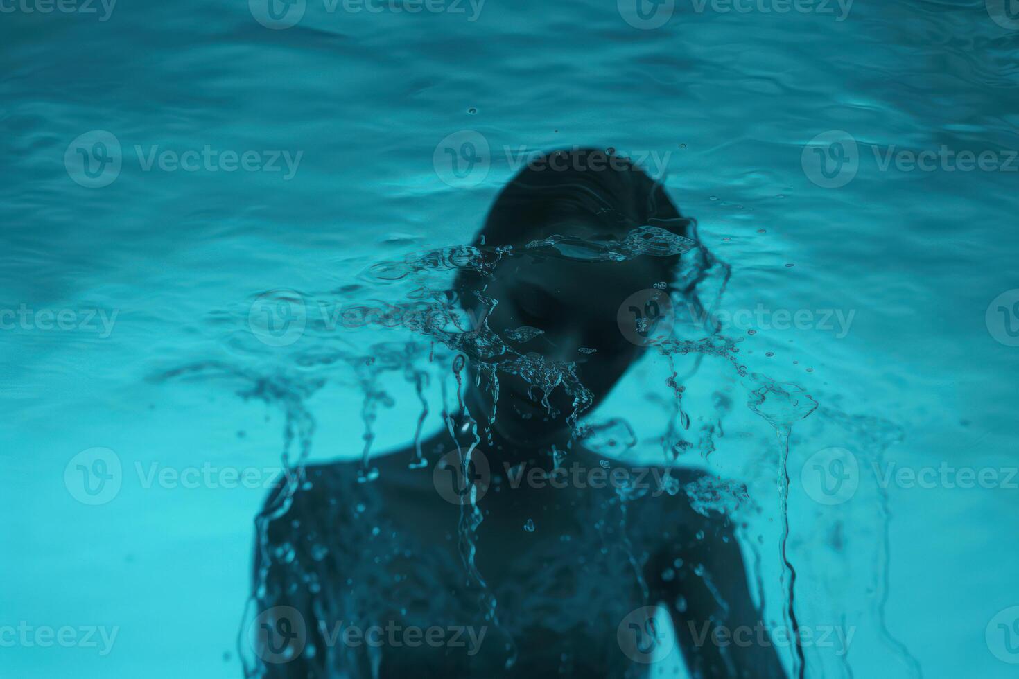 Underwater Beauty. A Young Woman's Serene Summer Swim in the Blue Ocean photo