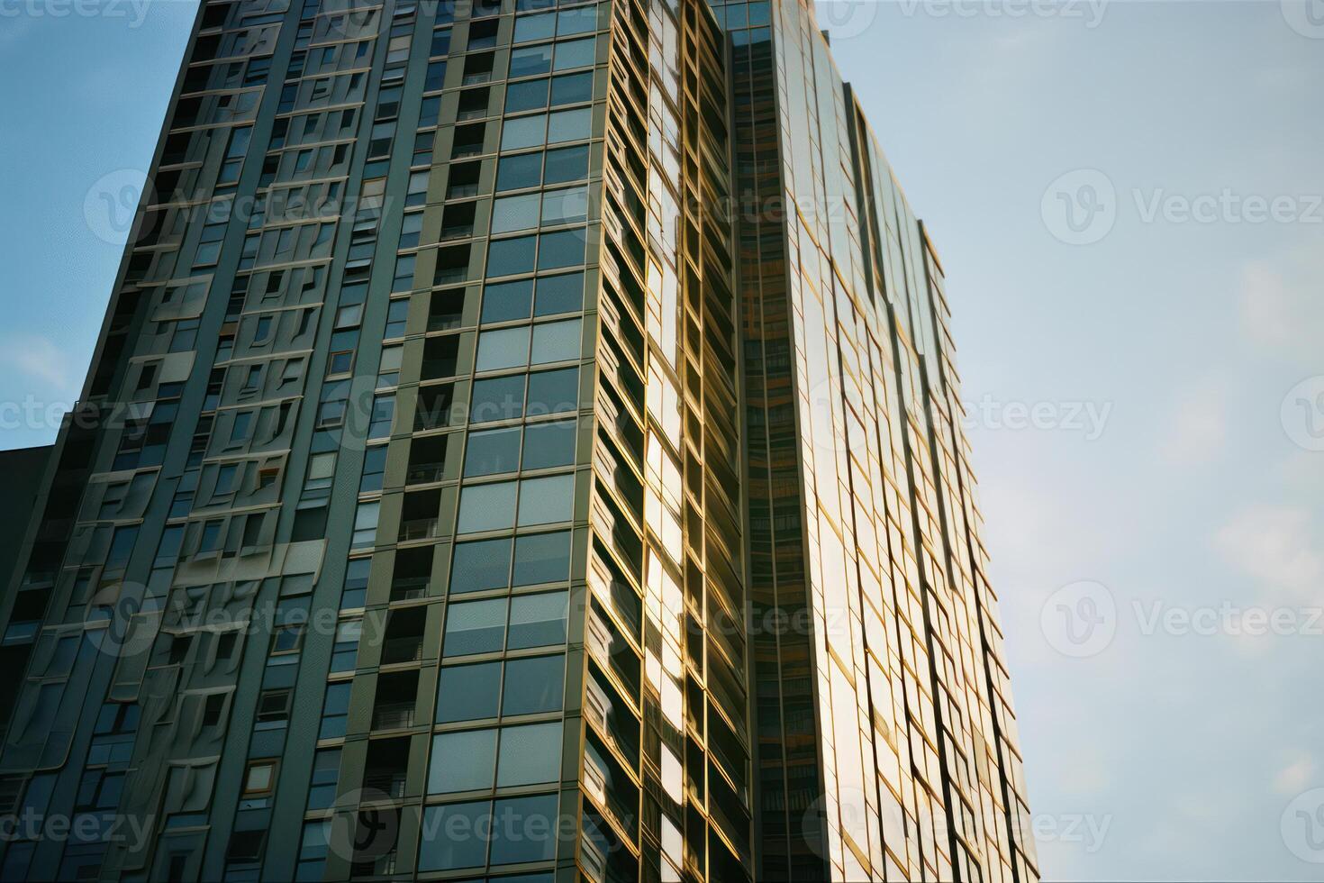 The Futuristic Financial District. An Abstract Cityscape of Modern Glass Skyscrapers photo