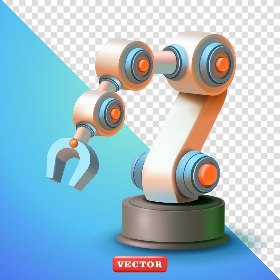 Industrial robot hand machine, 3d. Suitable for technology and design elements vector