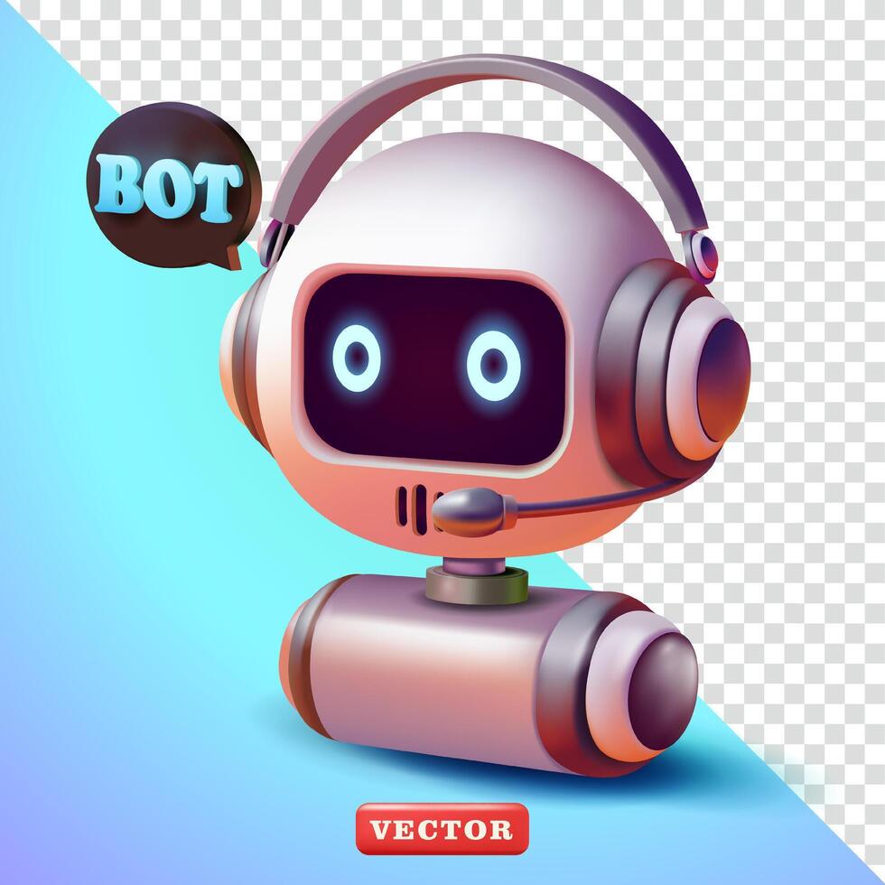 Chat bot robot, 3d. Suitable for technology and design elements vector