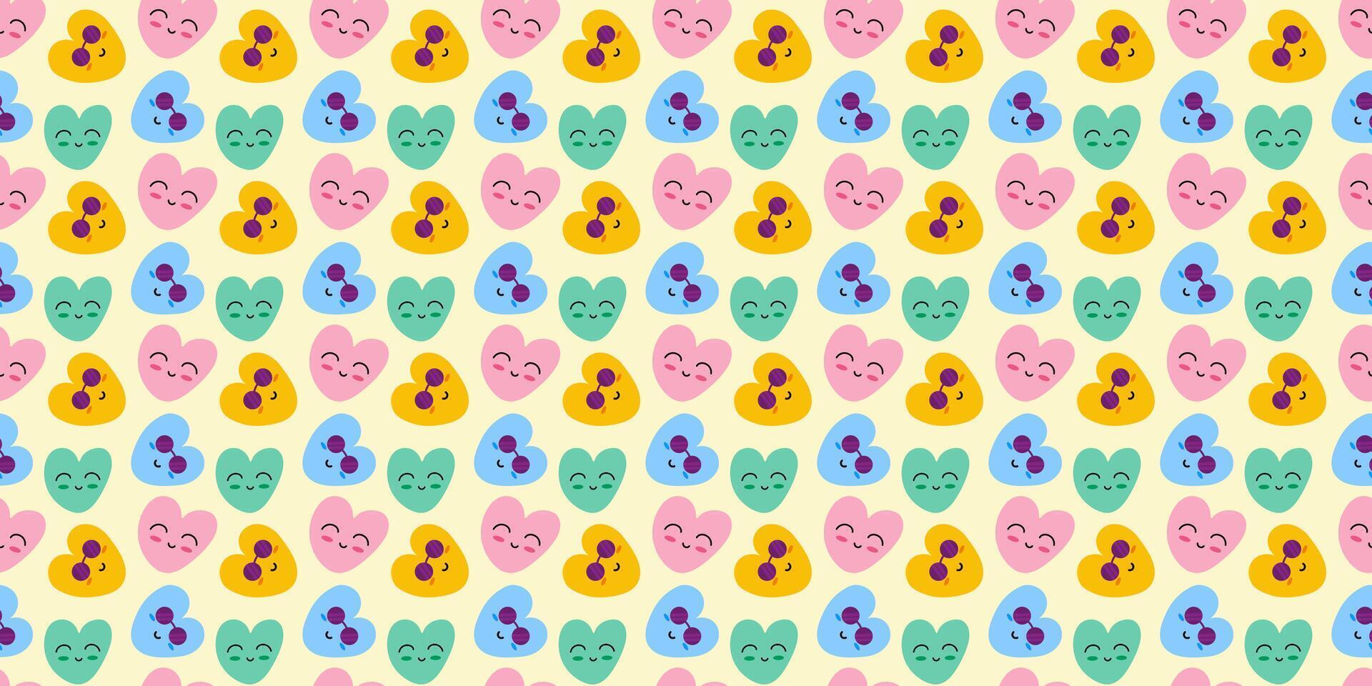 Summer seamless pattern with doodle hearts on an isolated background. Romantic hippie print for fabric, paper, T-shirts. illustration of doodles vector