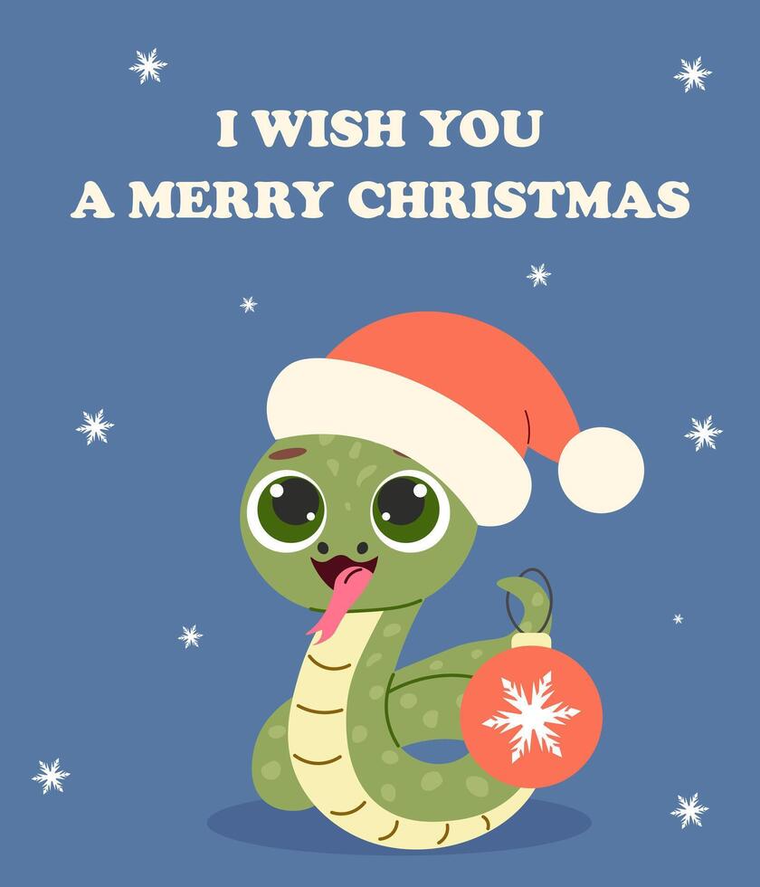 cute snake. Christmas card. year of snake 2025. vector