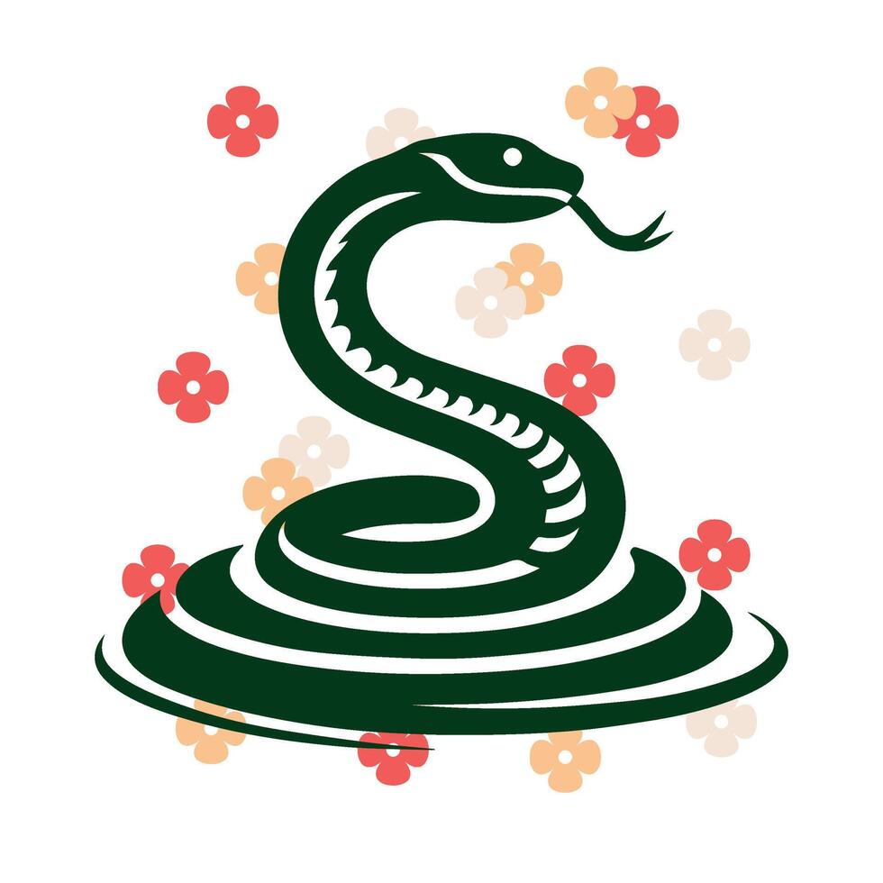snake isolated on white background. Chinese horoscope zodiac sign, year of snake 2025. 2025 Chinese new year. vector