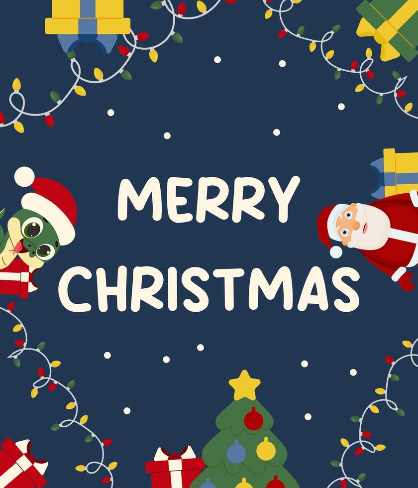 Christmas Card. The Year of the snake. Merry Christmas. flat design. vector