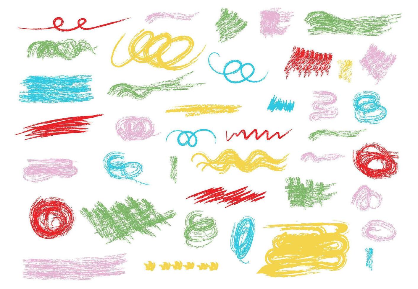 crayon lines and shapes. scribbles collection. Hand drawn lines , texture doodles vector