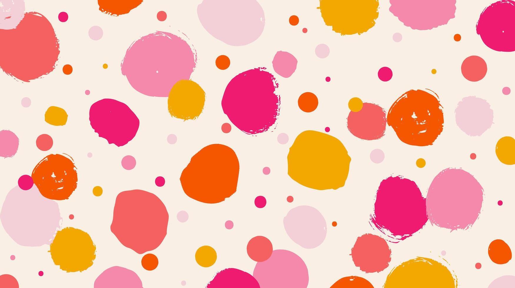 Colorful polka dot abstract pattern on beige background. Contemporary childish doodle design. Fun simple festive banner template. Circle confetti backdrop vector