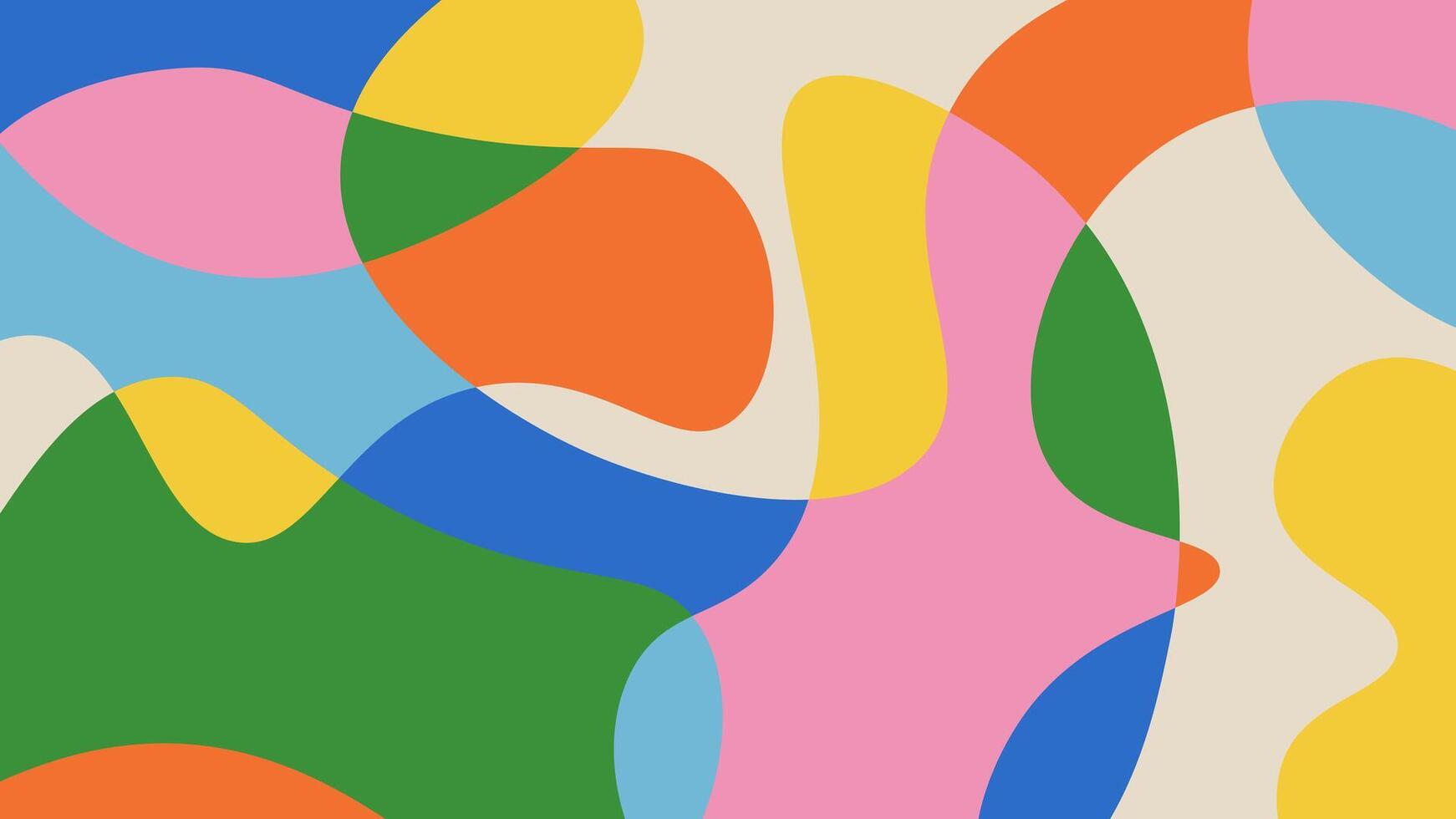 Fun colorful abstract background in doodle style. Simple playful design with hand drawn overlay shapes vector