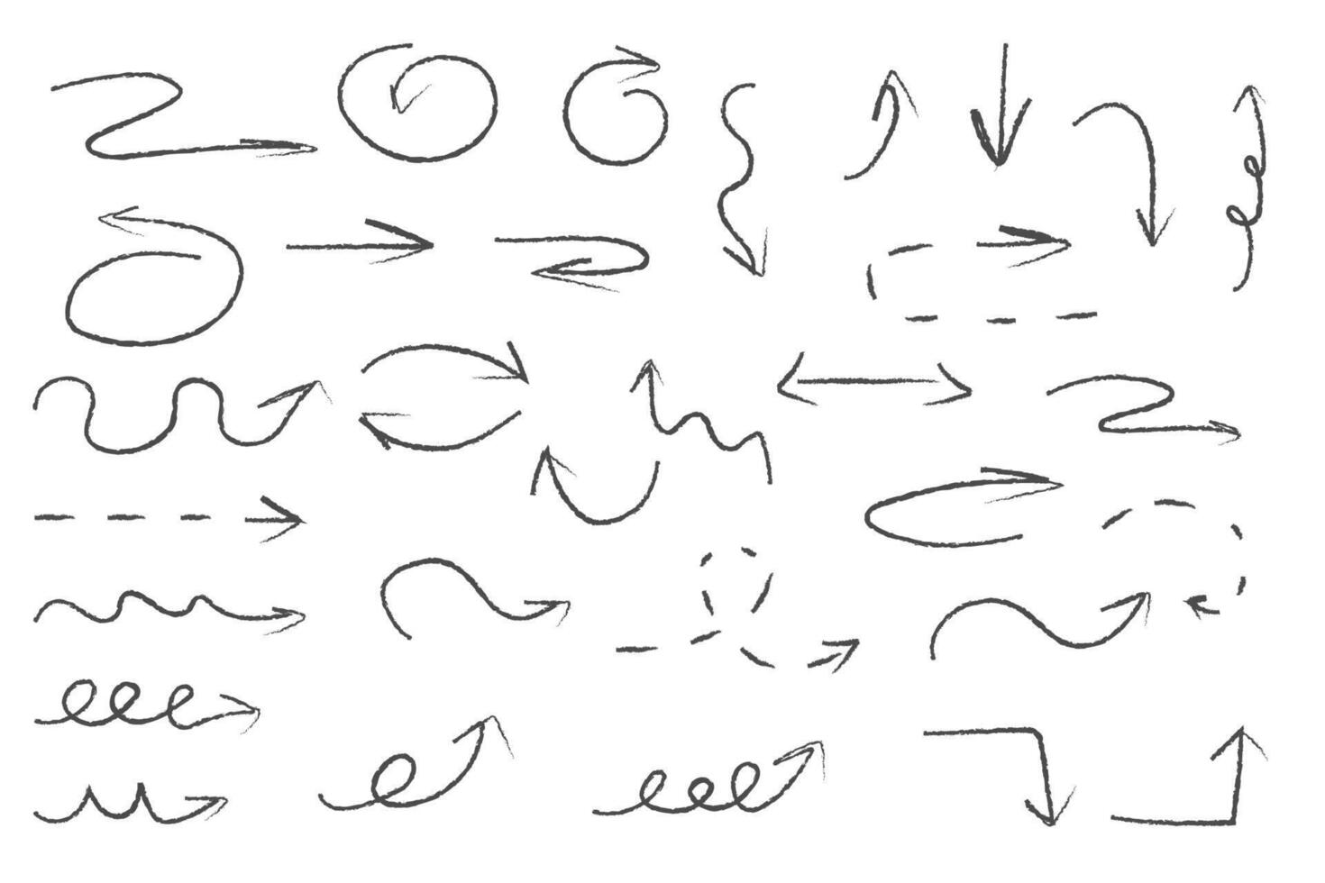 Charcoal or wax crayon doodles, on a white background. Hand drawing. vector