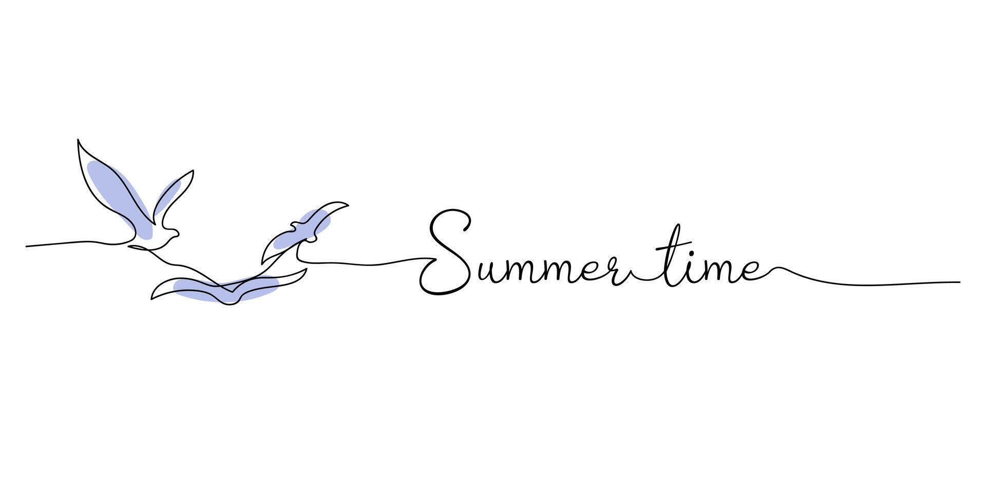 Sea gulls hand drawn. lineart continuous line drawing. Single line drawing for summer design. Summertime vector