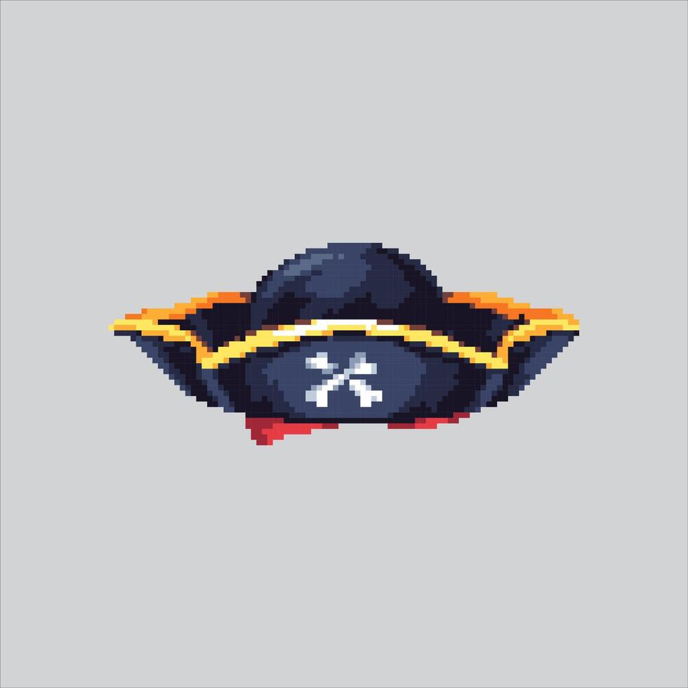 Pixel art illustration Pirate Hat. Pixelated Pirate Hat. Pirate Hat pixelated for the pixel art game and icon for website and game. old school retro. vector