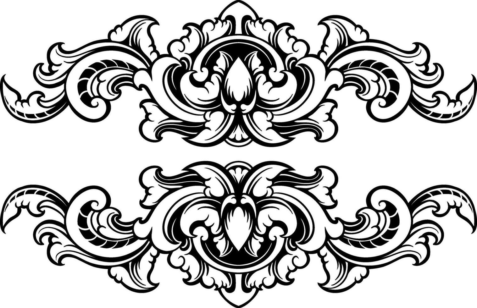 Line Art Vintage Border Element vector